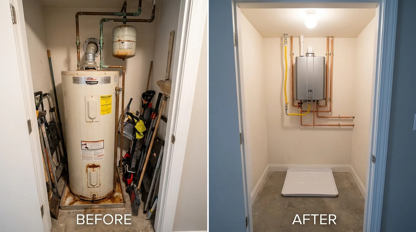 Tank water heater versus wall-mounted tankless unit comparison for Forest Lake, MN homeowners
