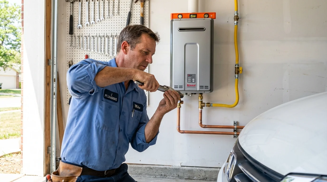 Tankless water heater installation by a Johns Plumbing LLC plumber in Forest Lake